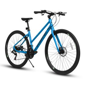 A28250 700Cx35 Road Bike With Aluminum Alloy Wheels, 21-Speed Gear System, Disc Brakes, Wide Tires Ideal For Urban Commuting And Student Transpor
