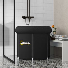 Cold Plunge Tub, Portable Ice Bath Cold Water Therapy Tub with Thermo Lid, for Athletes Recovery, Black