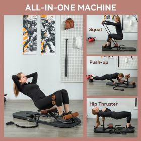 Foldable Sissy Squat Machine, Hip Thrust Machine with Push Up Stand, Multipurpose Glute Workout Equipment, Black
