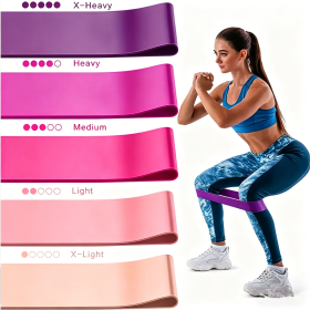 Resistance Bands Loop Set Of 5 Exercise Strength Workout Fitness Yoga Booty Band