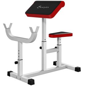 Soozier 265 LBS Preacher Curl Bench For Strength Training, Adjustable Seated Arm Isolated Barbell Dumbbell Bicep Station, White