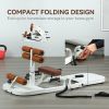 Foldable Sissy Squat Machine, Hip Thrust Machine with Push Up Stand, Multipurpose Glute Workout Equipment, White