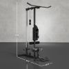 Lat Pull Down Machine, High / Low Pulley Machine with Adjustable Seat and Flip-Up Footplate, Black