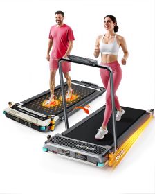 Akluer Walking Pad with Incline, 2-in-1 Under Desk Treadmill and Foot Massager, Quiet 2.5HP Treadmill with Armrest, LED Display Remote for Home Office