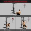 Lat Pull Down Machine, High / Low Pulley Machine with Adjustable Seat and Flip-Up Footplate, Black