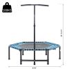 4.5ft Exercise Trampoline, Portable & Foldable Fitness Trampoline with Adjustable T-Bar and Heavy-Duty Design, Blue