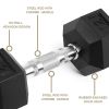 5LB 1-Pair(2pieces)HDRS Rubber Coated Solid Cast Iron Dumbbell with Contoured Chrome Handle, Hexagon Head[Support for self-pickup face sheet