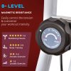 Foldable Indoor Stationary Bike with 8 Levels of Magnetic Resistance, Exercise Bike for Cardio Workout, Red