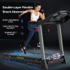 Compact Foldable Home Treadmill: Max 7.5MPH, 8 Shock Absorbers, 41.3×16.5' Running Area, 12 Programs