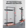 Folding Power Cage, Wall-Mounted Power Rack Squat Rack, Multifunctional Strength Training Workout Equipment with Landmine Holder
