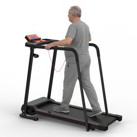 Walking Treadmills for Seniors, 2.5HP Portable Foldable Treadmill for Home with Extended Enclosed Handrails, Dual Shock Absorption, 300 lbs Capacity