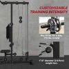 Lat Pull Down Machine, High / Low Pulley Machine with Adjustable Seat and Flip-Up Footplate, Black
