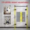 Folding Squat Rack with Pull Up Bar, Wall Mounted and Adjustable, 1000 Pounds Capacity Power Rack, Yellow
