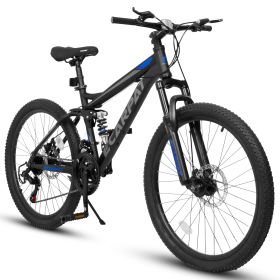 A2660 26 Inch Mountain Bike, 21-Speed Disc Brakes, Durable Frame, Front, Rear Dual-Shock Absorption, Unisex For Commuting, Travel, School, Mounta