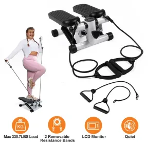 Steppers For Exercise, Mini Stair Stepper With Resistance Bands At Home Workout Equipment With 330.7LBS Loading Capacity, Hydraulic Fitness Stepp