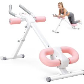 Adjustable Ab Machine For Stomach Workout, Core Workout Equipment For Home Gym, Ab Trainer With 2 Incline & 5 Height Levels, Knee & Elbow Protection, (Option: Pink)