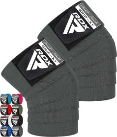 RDX K1 Elasticated Knee Compression Bandage Wraps OEKO-TEXÂ®Â Standard 100 certified (Color: Grey, size: Standard Size)
