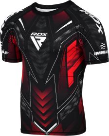 RDX IMMAF Approved Half Sleeves Compression Shirt Red (Color: Red, size: L)
