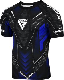RDX IMMAF Approved Half Sleeves Compression Shirt Blue (Color: Blue, size: XL)