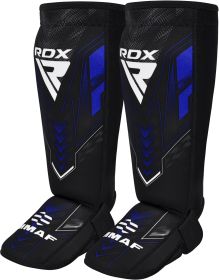 RDX IMMAF Approved Neoprene Shin Instep Guards Blue (Color: Blue, size: M)