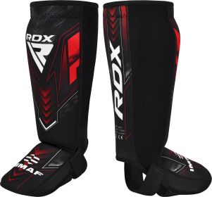 RDX IMMAF Approved Neoprene Shin Instep Guards Red (Color: Red, size: 2XL)