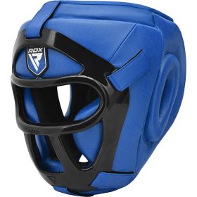 RDX T1 HeadGuard with Removable Face Cage (Color: Blue, size: S)