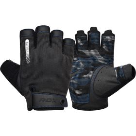 RDX T2 Weightlifting Gloves (Color: Blue, size: L)