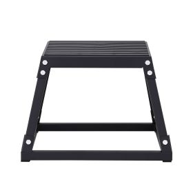 Plyometric Jump Box, 12 Inch Plyo Box, Steel Plyometric Platform and Jumping Agility Box, Anti-Slip Fitness Exercise Step Up Box for Home Gym Training (Color: Rlack, size: 12 inch)