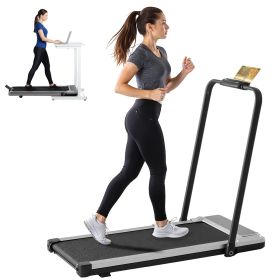 Compact Armless Treadmill, Quiet Under Desk Walking Pad, 200 Lbs Capacity 3 in 1 Portable Walking Treadmill (Color: Silver)