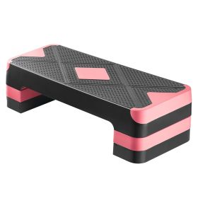 Aerobic Exercise Step Platform, 28-Inch Workout Aerobic Stepper, Height Adjustable Fitness Training Step Deck Trainer with 4 Risers (Color: Red)