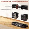 Adjustable Dumbbell Set of 22.5LB Set-1Sec Adjustable Dumbbell Weights-5 in 1 Free Weights Dumbbells Set with Effortless Tray/No-Slip Handle-Compact S