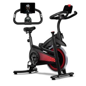 Exercise Bike Indoor Stationary Bike Cycling Bicycle for Home Gym 300 lbs Weight Capacity Adjustable Seat/Handlebar for Cardio Workout Office, Red (Color: Red)
