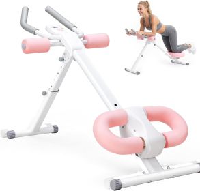Adjustable Ab Machine for Stomach Workout, Core Workout Equipment for Home Gym, Ab Trainer with 2 Incline & 5 Height Levels, Knee & Elbow Protection (Color: Pink)
