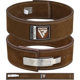 RDX 4 INCH IPL / USPA & World Powerlifting Congress APPROVED Powerlifting Leather Gym Belt (Color: BROWN, size: S)
