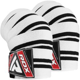 RDX K1 Elasticated Knee Compression Bandage Wraps OEKO-TEXÂ®Â Standard 100 certified (Color: WHITE/BLACK, size: Standard Size)