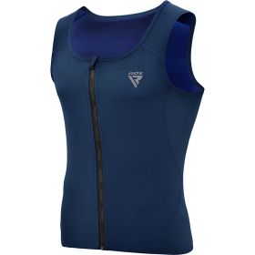 RDX Zippered Men Sweat Vest (Color: NAVY BLUE, size: XL)