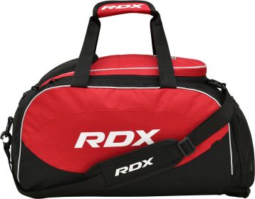 RDX R1 Duffel Bag with Backpack Straps (Color: BLACK/RED, size: Standard Size)