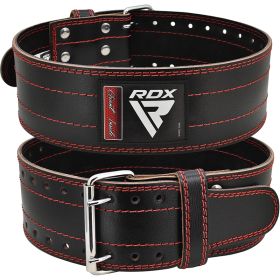 RDX RD1 Powerlifting Leather Gym Belt (Color: Red, size: L)