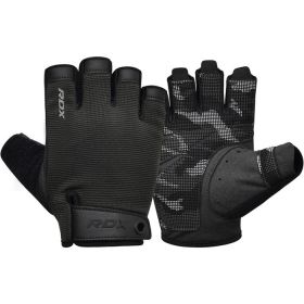 RDX T2 Weightlifting Half Finger Gym Gloves (Color: Black, size: L)