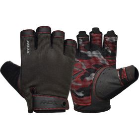 RDX T2 Weightlifting Half Finger Gym Gloves (Color: Red, size: M)