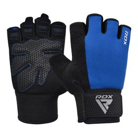 RDX W1H Gym Workout Gloves (Color: Blue, size: L)
