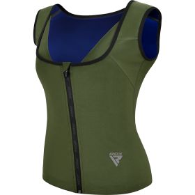 RDX W2 Women Sweat Vest With Zipper REACH OEKO TEX 100 Certified (Color: ARMY GREEN, size: M)