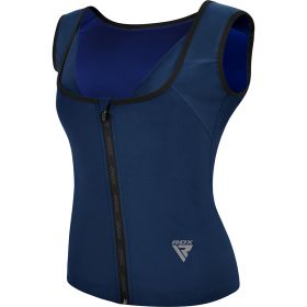 RDX W2 Women Sweat Vest With Zipper REACH OEKO TEX 100 Certified (Color: NAVY BLUE, size: 2XL)
