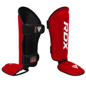 RDX T1 Black Shin Instep Guards (Color: RED/WHITE, size: S)