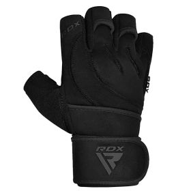 RDX L4 Open Finger Weightlifting Gym Gloves (Color: Black, size: S)